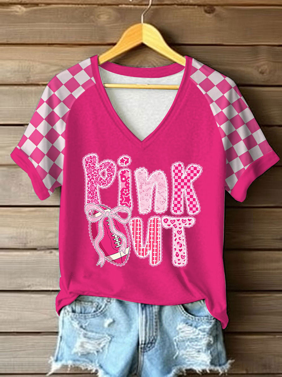 Frauen Brustkrebs Bewusstsein Pink Out Print T-Shirt