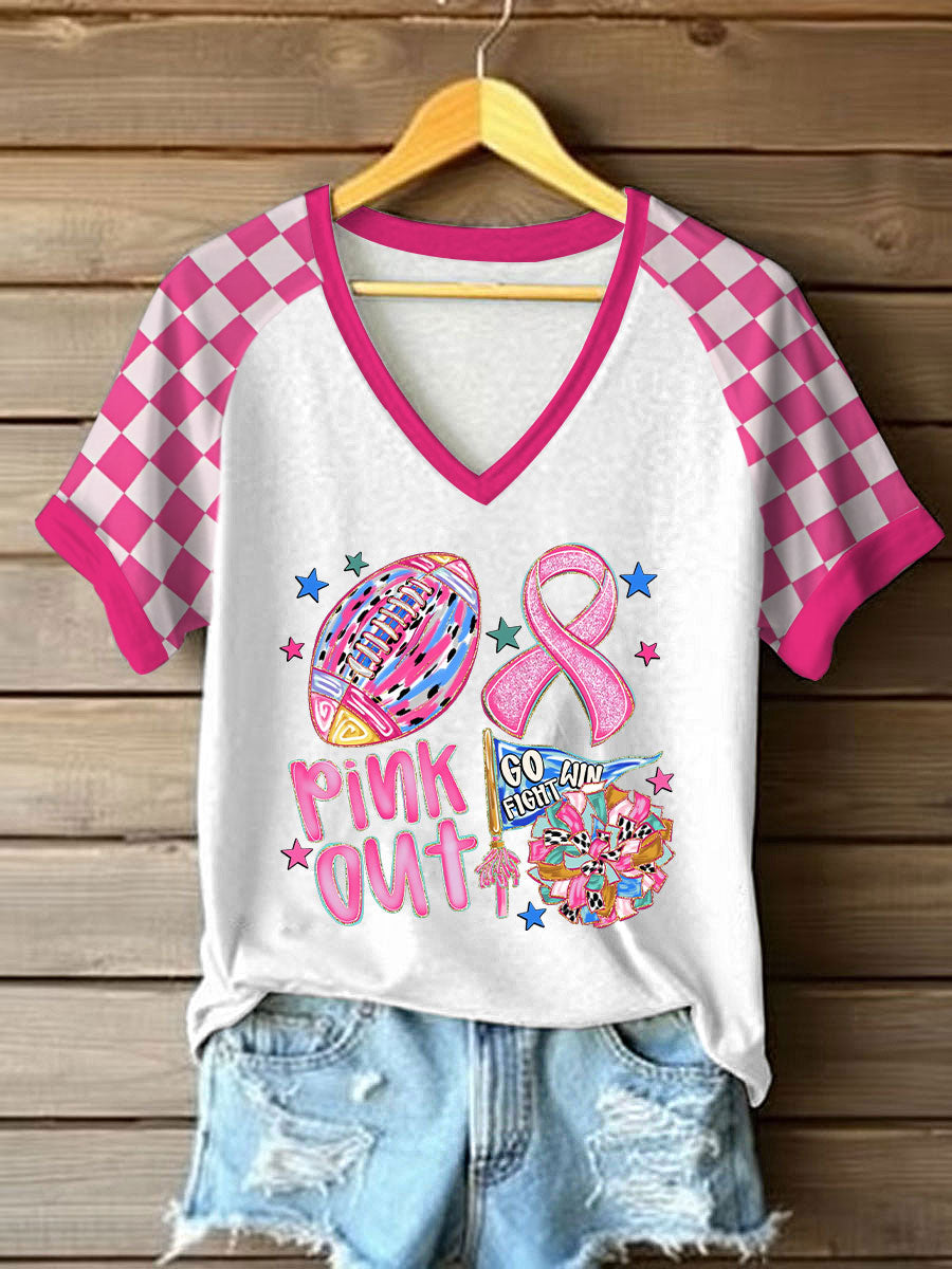 Frauen Brustkrebs Bewusstsein Pink Out Print T-Shirt