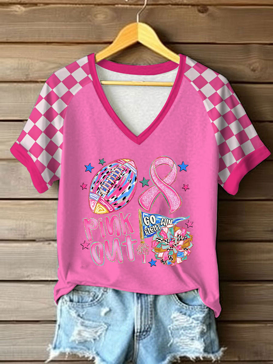 Frauen Brustkrebs Bewusstsein Pink Out Print T-Shirt