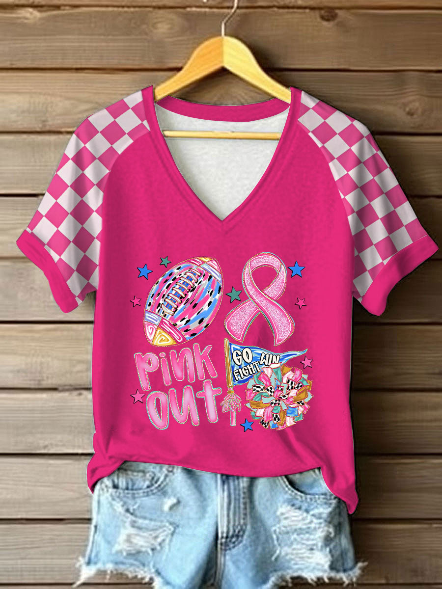 Frauen Brustkrebs Bewusstsein Pink Out Print T-Shirt