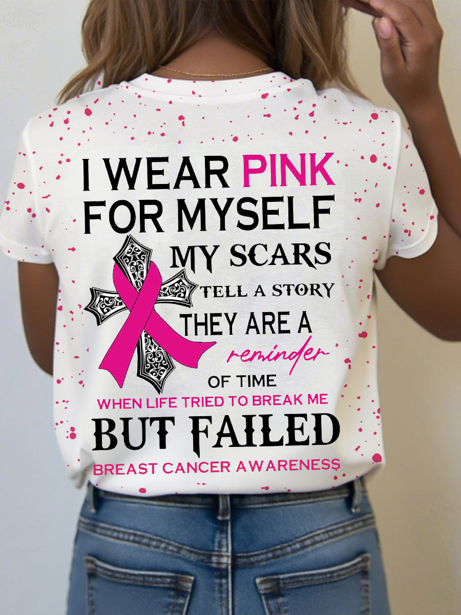 Frauen Brustkrebs Bewusstsein Ich trage Rosa für mich selbst Meine Narben erzählen eine Geschichte T-Shirt