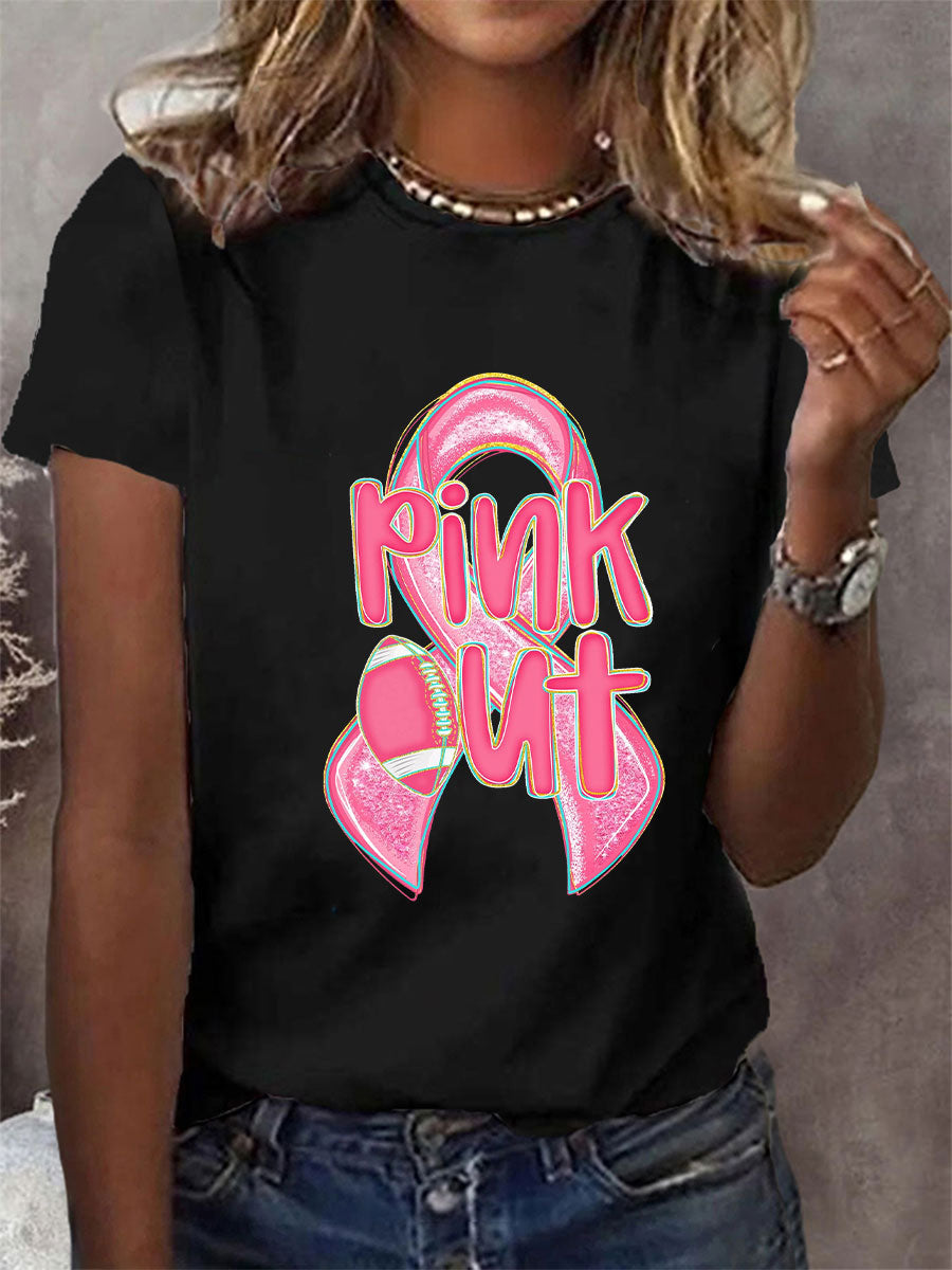 Frauen Brustkrebs Bewusstsein Pink Out Print T-Shirt