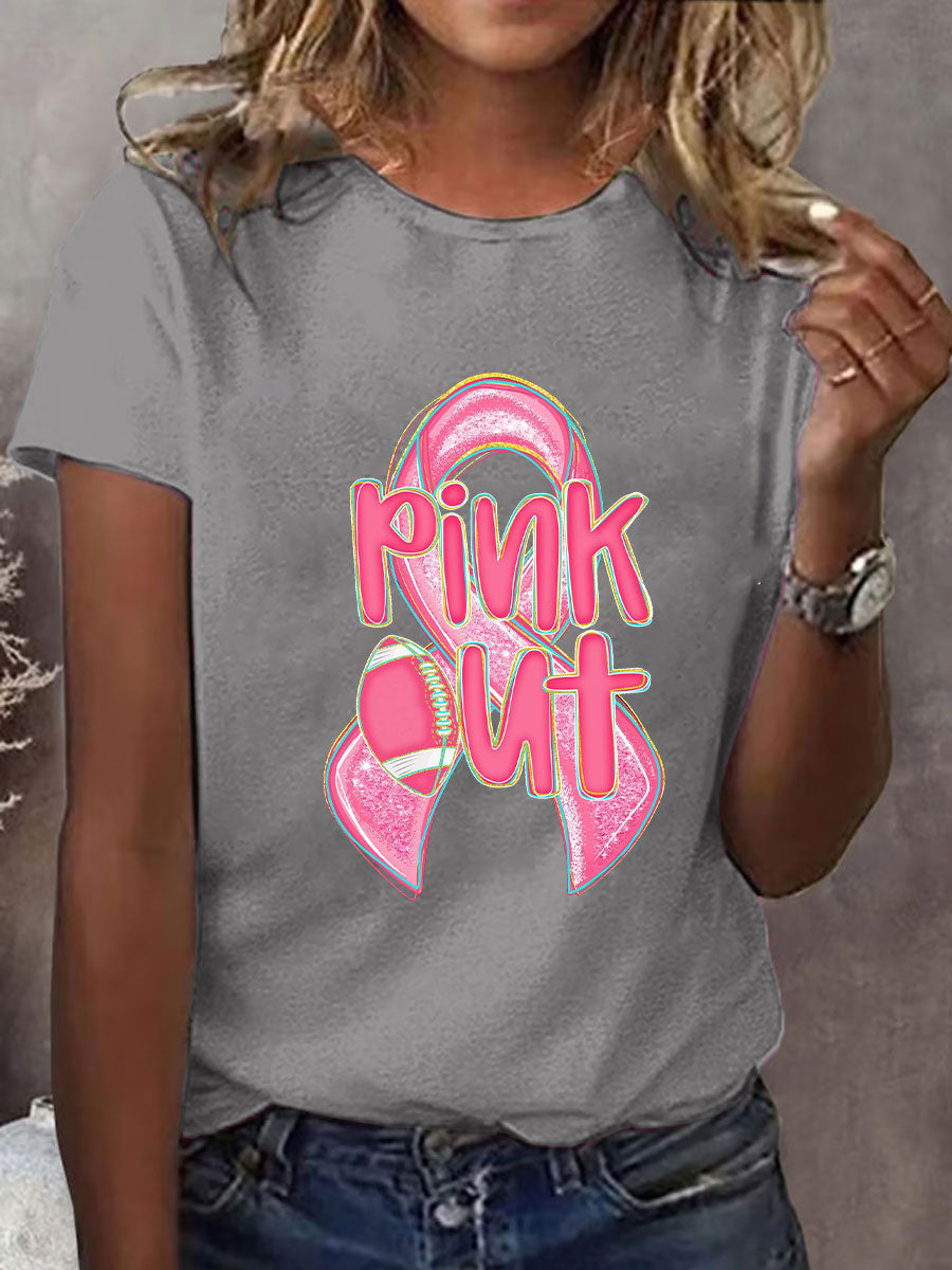 Frauen Brustkrebs Bewusstsein Pink Out Print T-Shirt