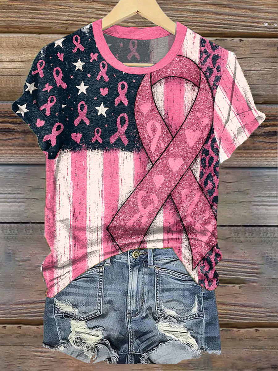 Frauen Brustkrebs Bewusstsein Rosa Band Flagge T-Shirt