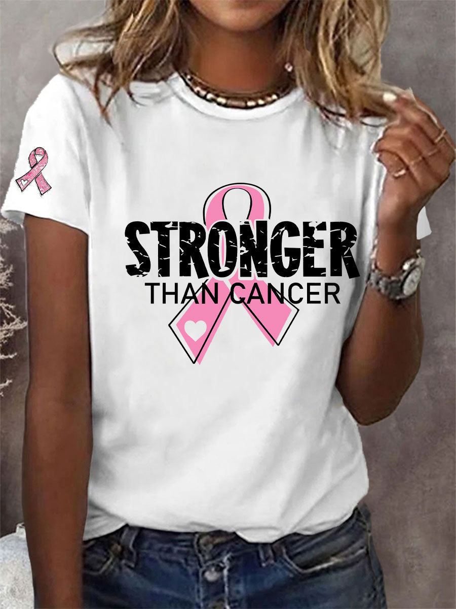 Frauen Brustkrebs Bewusstsein stärker als Krebs Print T-Shirt
