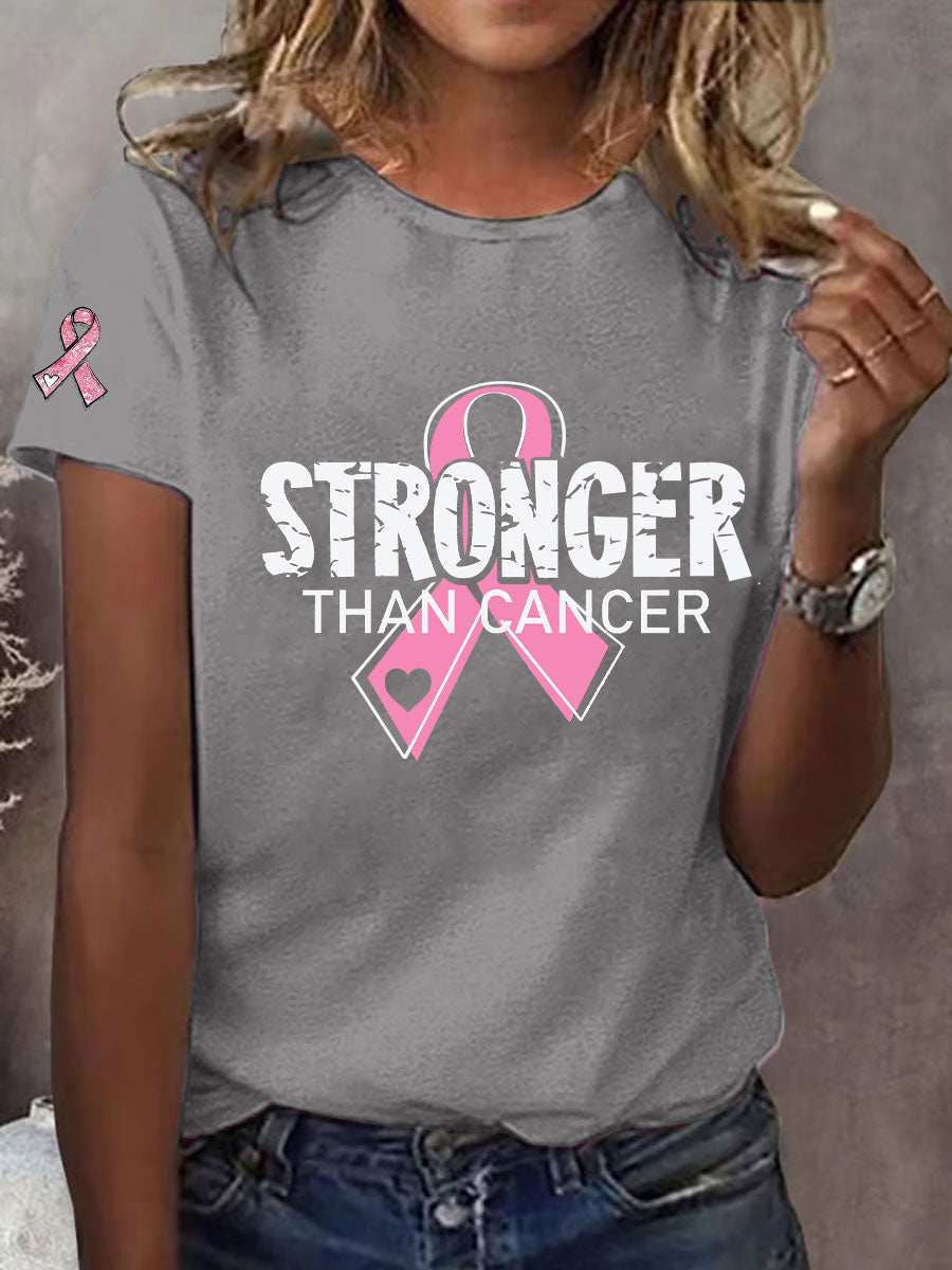 Frauen Brustkrebs Bewusstsein stärker als Krebs Print T-Shirt