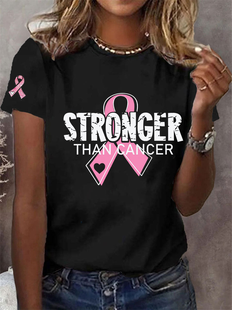 Frauen Brustkrebs Bewusstsein stärker als Krebs Print T-Shirt