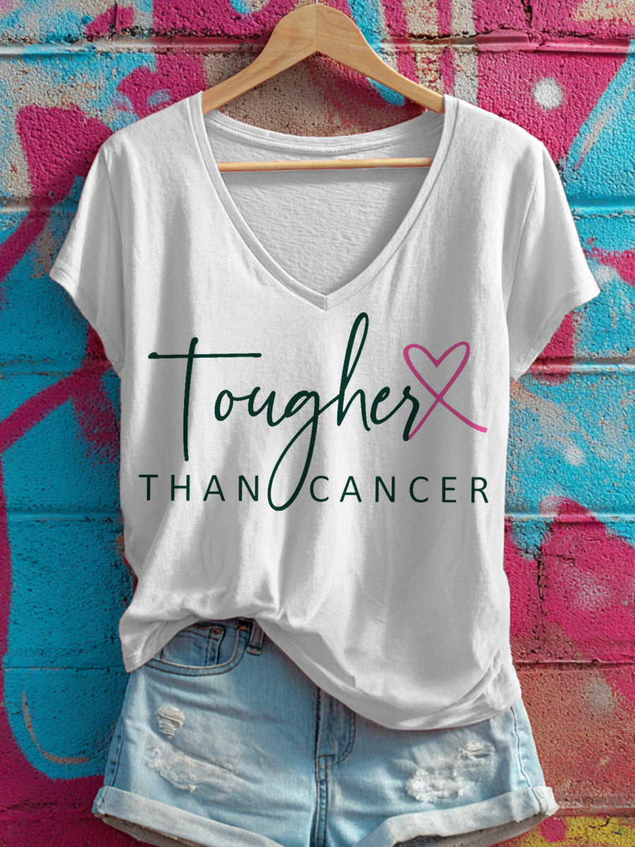 Frauen härter als Krebs druck V-Ausschnitt T-Shirt