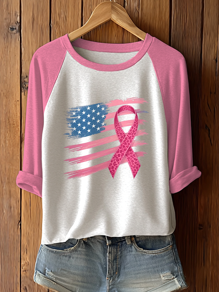 Frauen Brustkrebs Bewusstsein Rosa Band Print T-Shirt