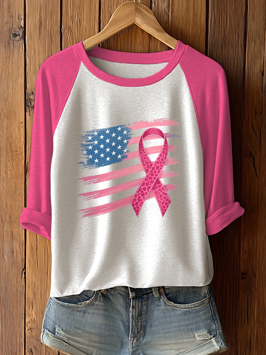 Frauen Brustkrebs Bewusstsein Rosa Band Print T-Shirt