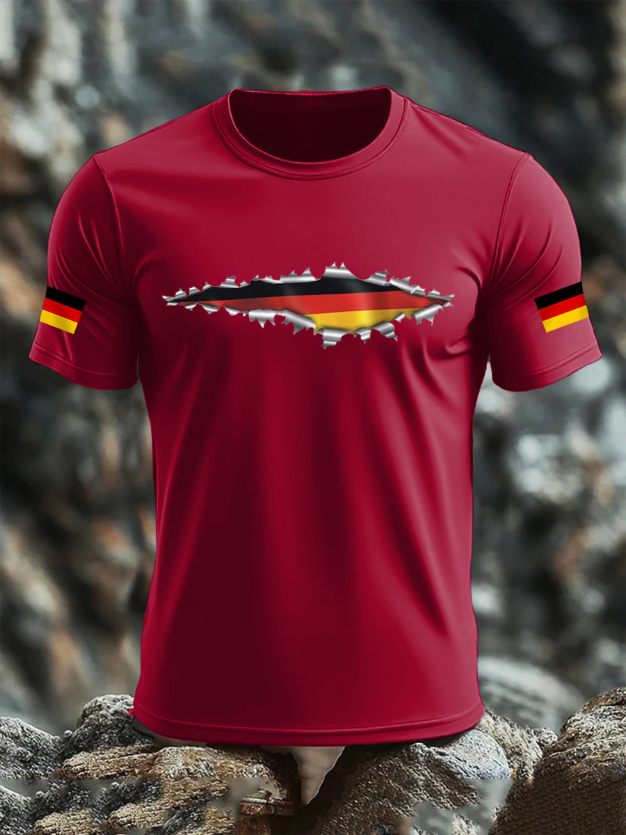 Kurzarm-T-Shirt aus Baumwolle für Männer mit Deutschland-Flagge