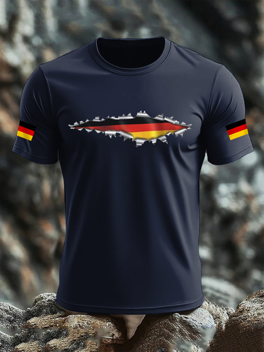 Kurzarm-T-Shirt aus Baumwolle für Männer mit Deutschland-Flagge