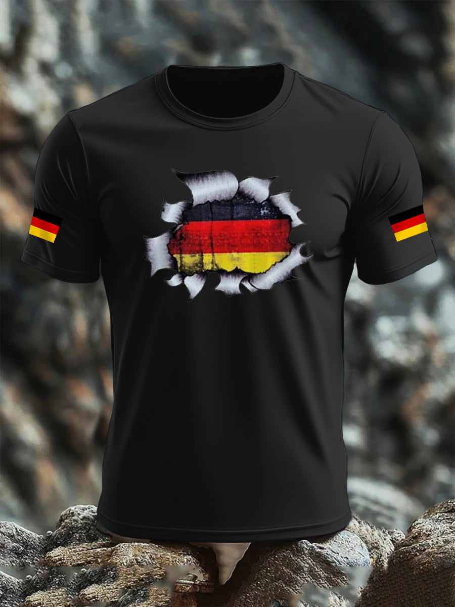 Kurzarm-T-Shirt aus Baumwolle für Männer mit Deutschland-Flagge