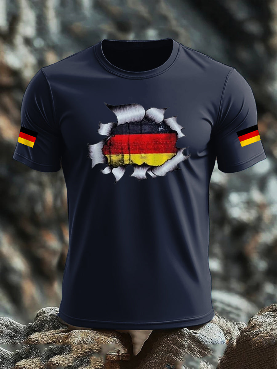 Kurzarm-T-Shirt aus Baumwolle für Männer mit Deutschland-Flagge