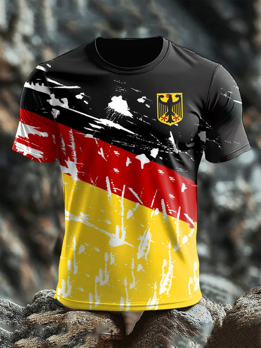 T-Shirt mit kurzen Ärmeln für Männer Deutschland Flag Art