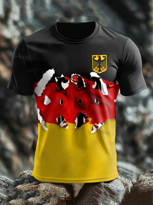T-Shirt mit kurzen Ärmeln für Männer Deutschland Flag Art