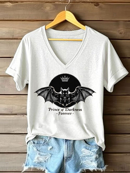 Damen Prince of Darkness bedrucktes lässiges T-Shirt