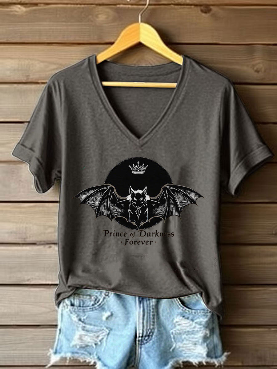 Damen Prince of Darkness bedrucktes lässiges T-Shirt