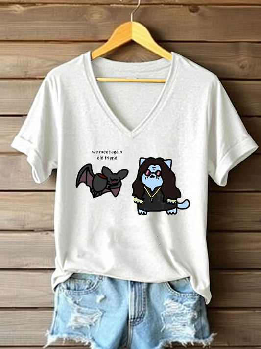 Damen Prince of Darkness bedrucktes lässiges T-Shirt