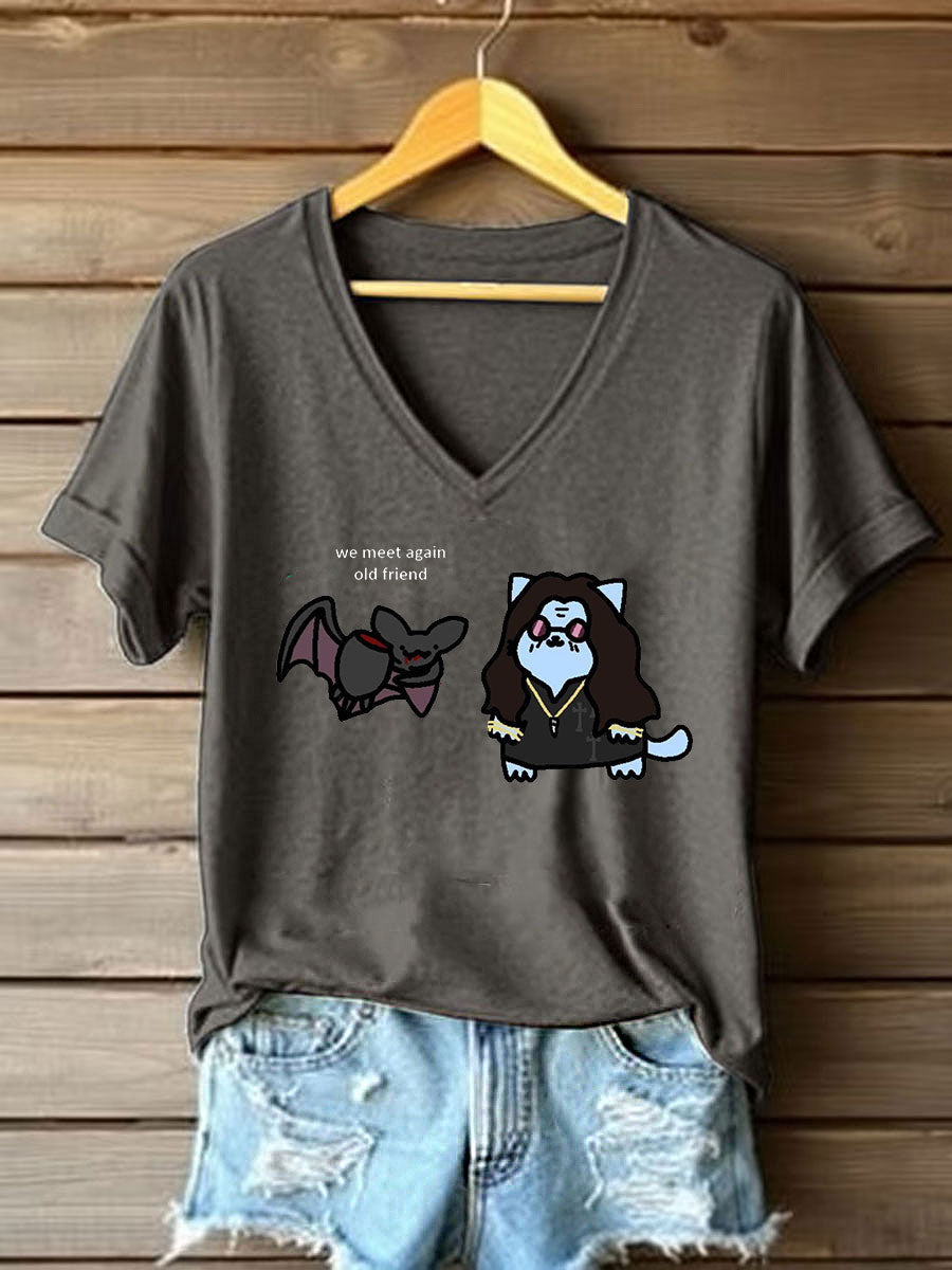 Damen Prince of Darkness bedrucktes lässiges T-Shirt