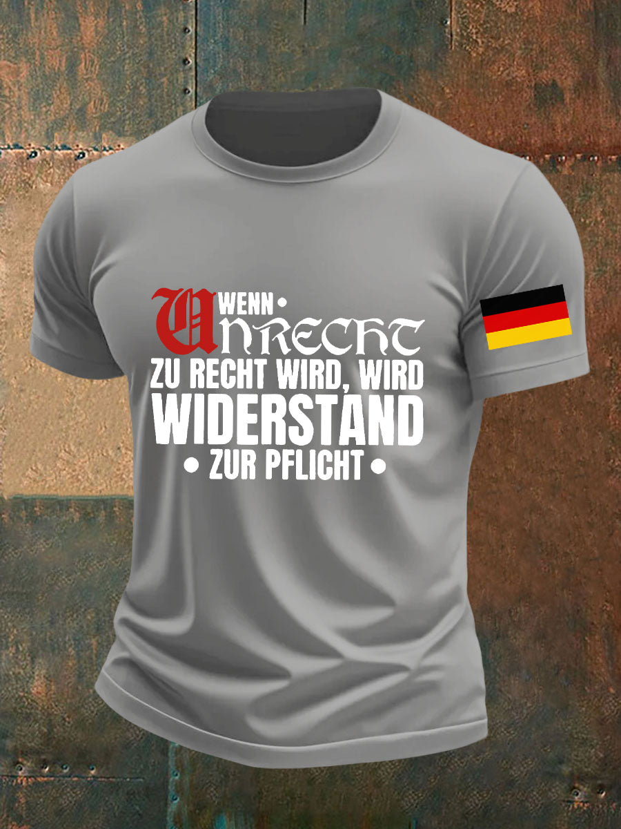 Herren Wenn Recht zu Unrecht wird bedrucktes T-Shirt