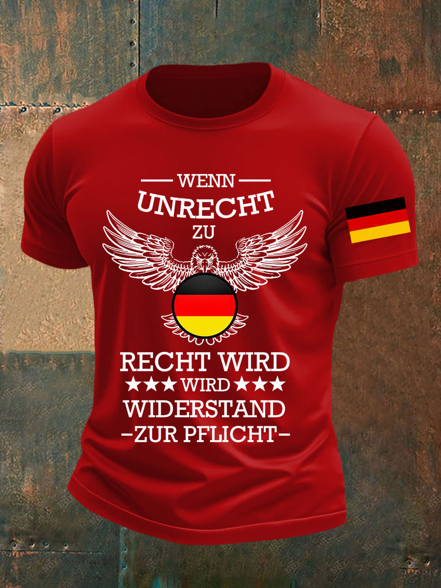 Herren Wenn Recht zu Unrecht wird bedrucktes T-Shirt