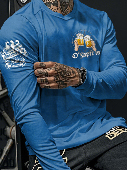 Herren Oktoberfest O'zapft ist Langarm T-Shirt gedruckt