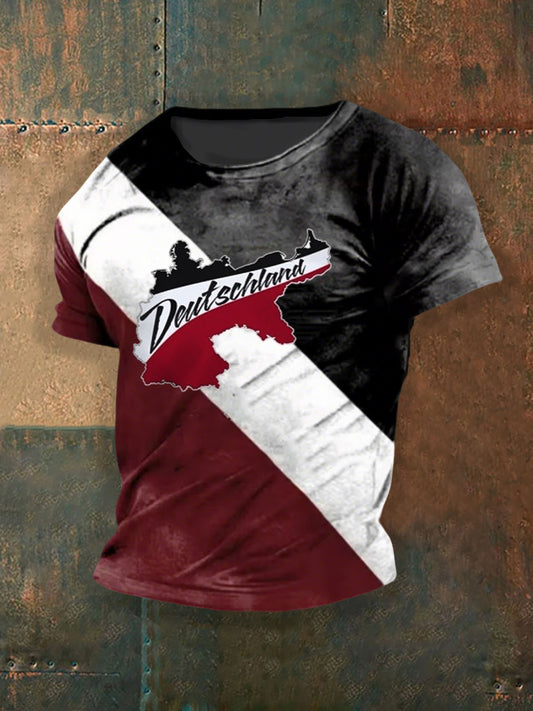 Herren schwarz weiß rot kurze Ärmel T-Shirt