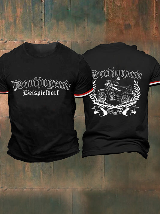 Dorf jugend bedrucktes Kurzarm-T-Shirt für Männer