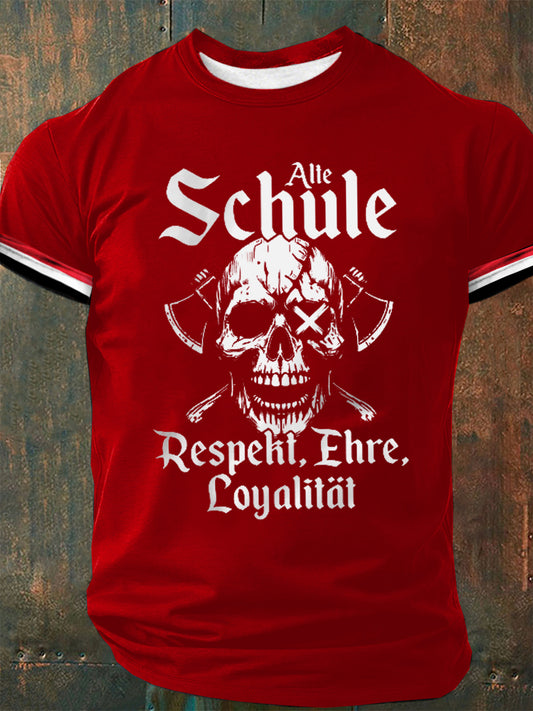 Männer Alte Schule Print Kurzarm T-Shirt