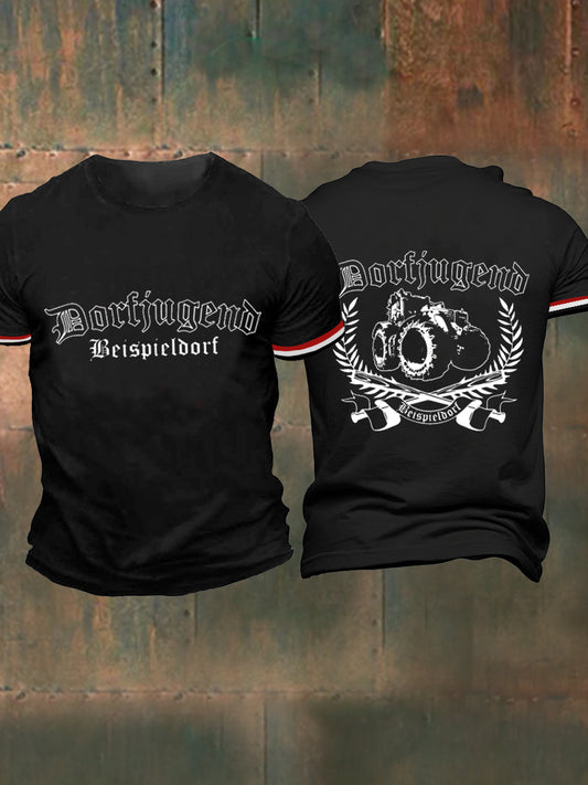 Dorf jugend bedrucktes Kurzarm-T-Shirt für Männer
