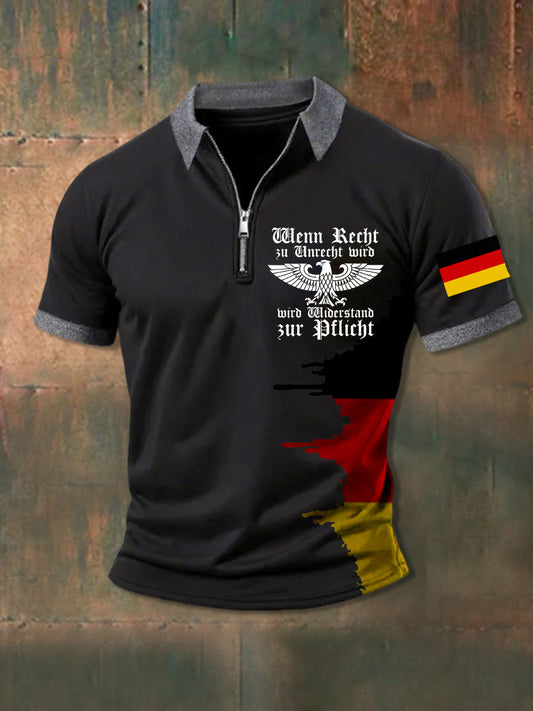 Herren Wenn Recht zu Unrecht wird Kurzarm-Polo mit Reiß verschluss