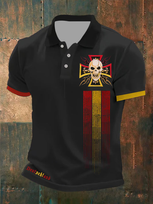 Männer Eisernes Kreuz Schädel Print Shirt