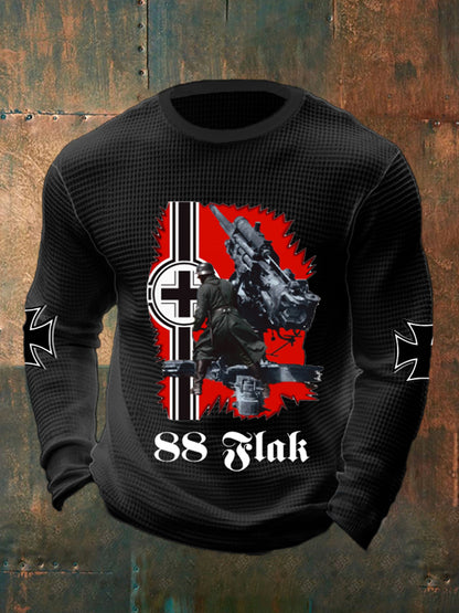 Herren 88 Flak bedrucktes Langarm Waffel-T-Shirt