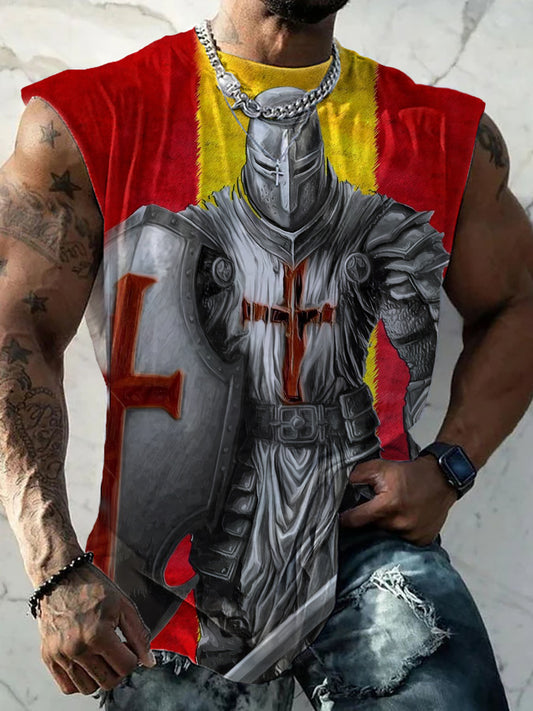 Men's German Iron Cross Knight Print Vest