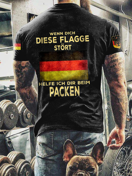 Herren Wenn dich diese flagge stört helfe ich dir im packen bedrucktes Kurzarm-T-Shirt