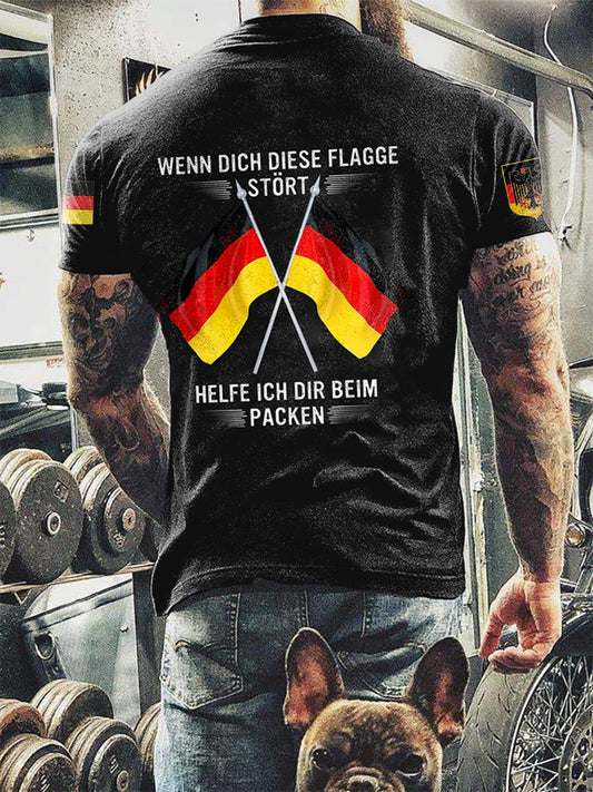 Herren Wenn dich diese flagge stört helfe ich dir im packen bedrucktes Kurzarm-T-Shirt