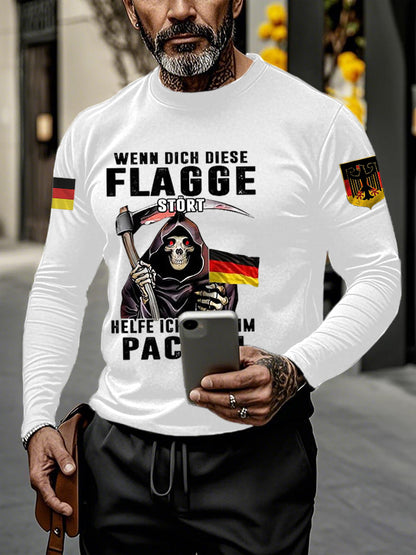 Herren Wenn dich diese flagge stört helfe ich dir im packen bedrucktes Langarm-T-Shirt