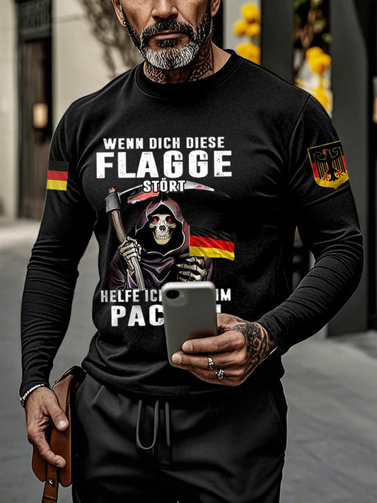 Herren Wenn dich diese flagge stört helfe ich dir im packen bedrucktes Langarm-T-Shirt