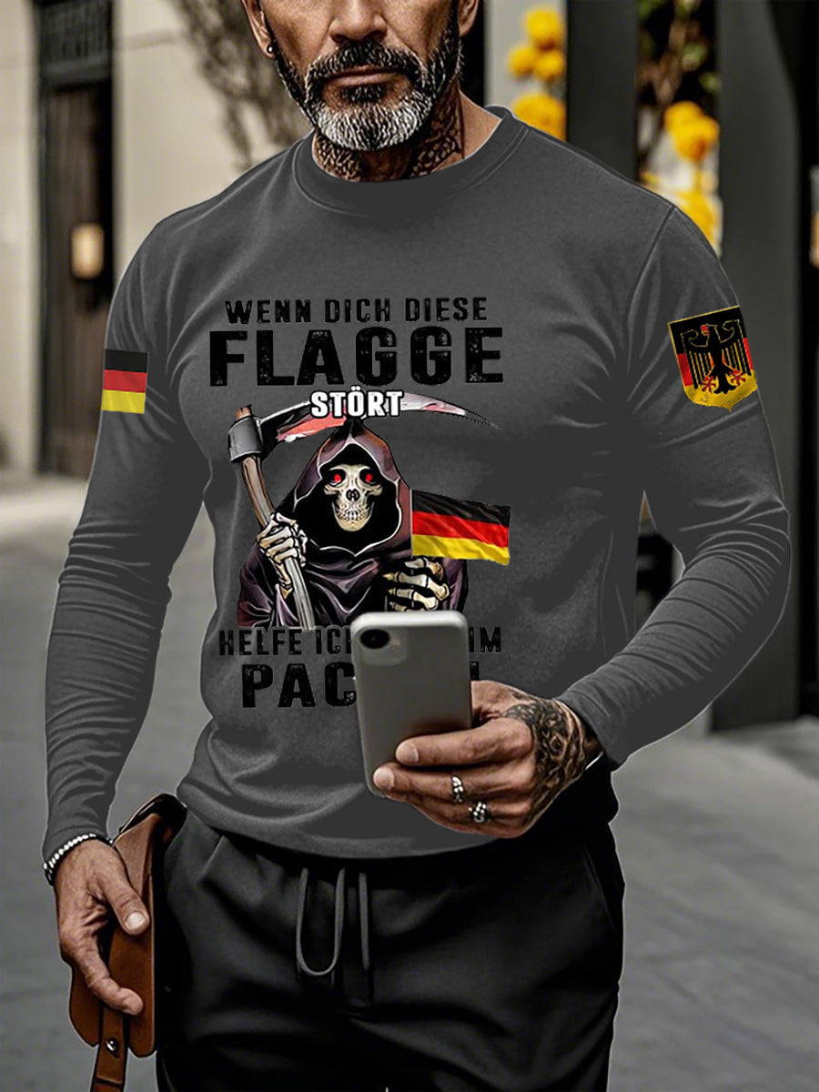 Herren Wenn dich diese flagge stört helfe ich dir im packen bedrucktes Langarm-T-Shirt