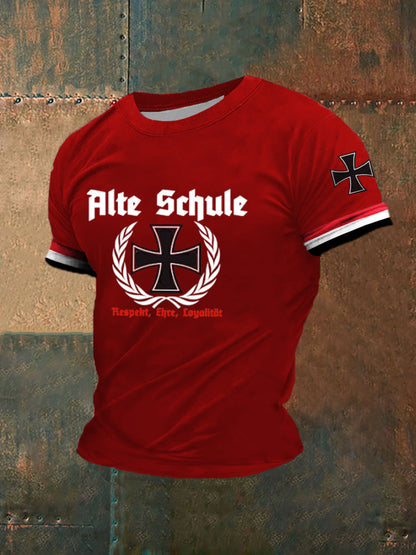 Bedrucktes Kurzarm-T-Shirt für Männer Alte Schule