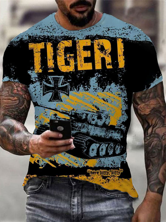 Men's German Tiger Tank Print T-Shirt