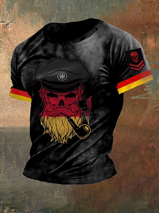 Deutsches Kapitäns chädel bedrucktes Kurzarm-T-Shirt für Männer