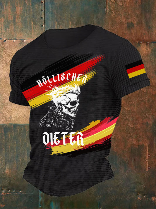 Männer Eisernes Kreuz Schädel bedrucktes T-Shirt