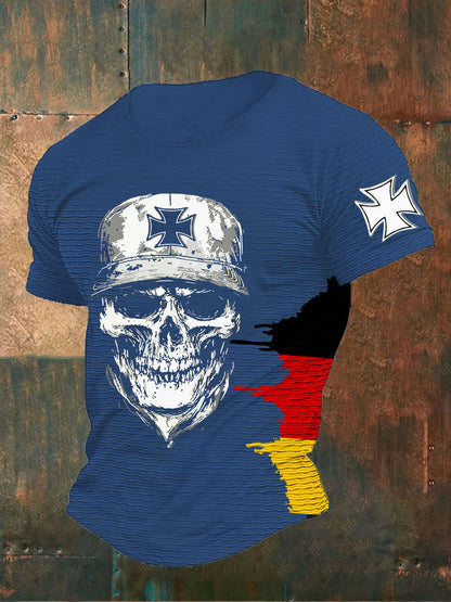 Männer Deutsches Eisernes Kreuz Schädel Print T-Shirt