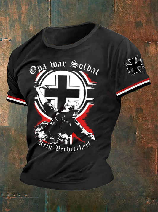 Männer Mein Opa Kriegs soldat Kein Verbrecher bedrucktes Kurzarm-T-Shirt