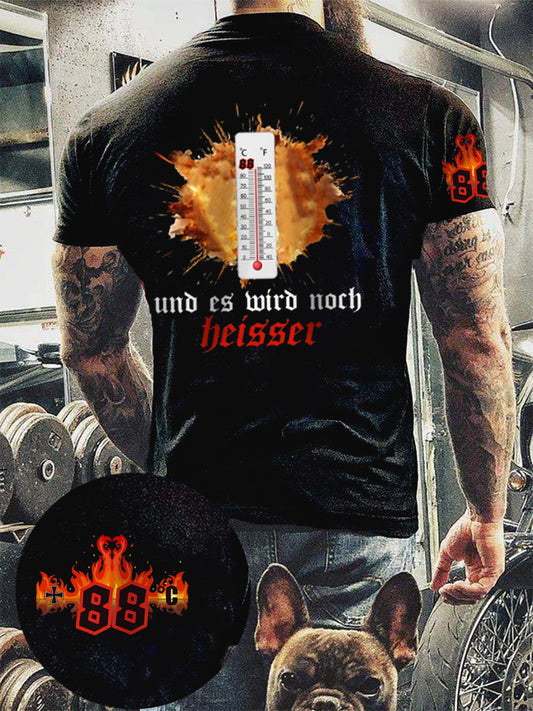 Herren 88 Grad und es wird noch Heisser bedrucktes Kurzarm-T-Shirt