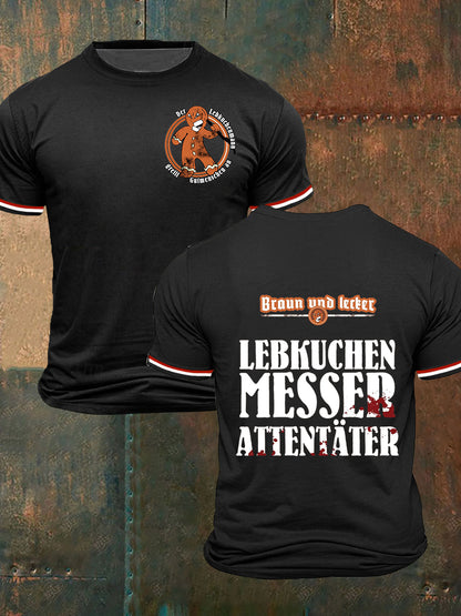 Herren Loses Basic V-Ausschnitt bedrucktes Kurzarm-T-Shirt