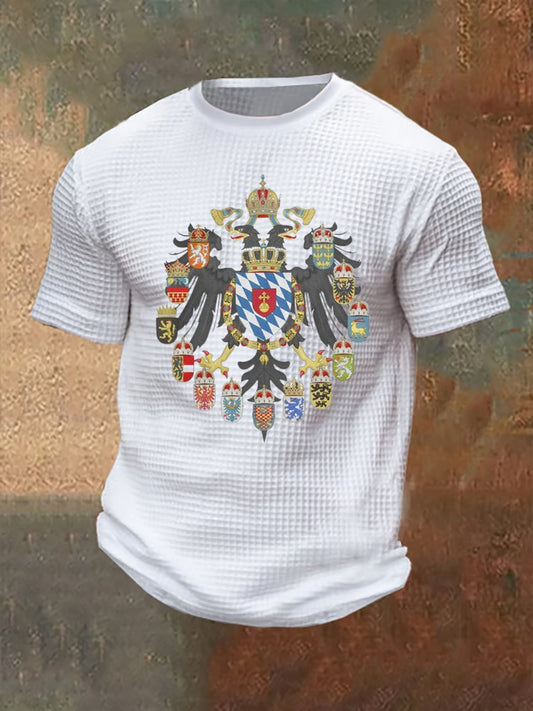 Herren Heiliges Römisches Reich Druck Waffel Kurzarm