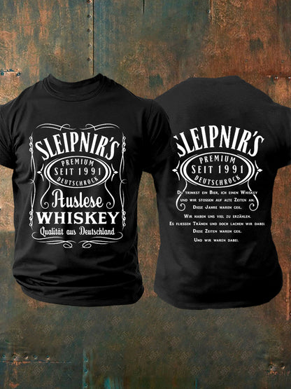 Herren Du Trinkst Ein Bier Ich Einen Whisky Bedrucktes Kurzarm T-Shirt